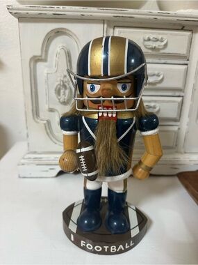 Football Player Nutcracker Figurine in Navy and Gold